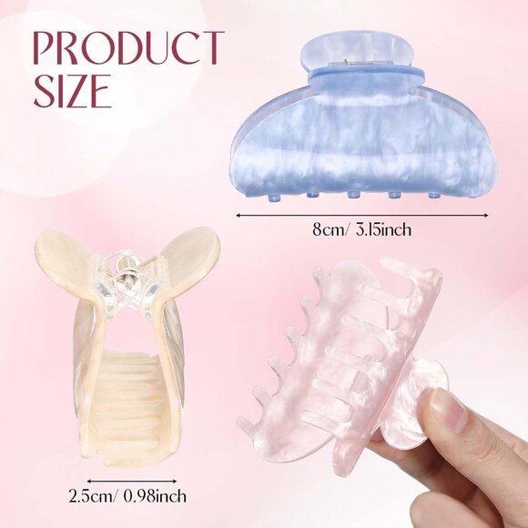 Large Non-slip Acrylic Hair Claw Clips Set - Perfect for Thick & Thin Hair - Picture 2 of 6